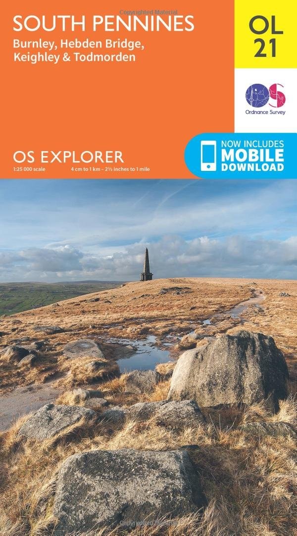 South Pennines Map | Burnley, Hebden Bridge, Keighley & Todmorden | Ordnance Su