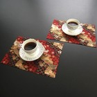 【Premium】Japanische Kyoto Teematte 2er Set Rot & Gold Fächer Nishijin Kinran Art