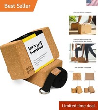 Cork Yoga Blocks 2 Pack High Density Non Slip with Select Cork Grain for Ch...