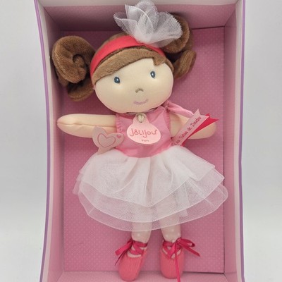 JoLijou Paris Doll Ballerina Little Tutu Pink Dress Brown Hair Blue Eyes Plush 
