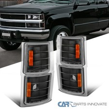 Fits 94-98 Chevy C10 Ck Silverado Black Turn Signal Lights Corner Lamps Pair Fits 94-98 Chevy C10 Ck Silverado Black Turn Signal Lights Corner Lamps Pair