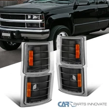 Fits 94-98 Chevy C10 C/K Silverado Black Turn Signal Lights Corner Lamps Pair