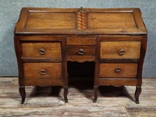 Bureau secrétaire ancien galbé époque Louis XV en bois massif et marquéterie