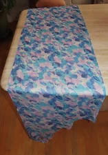 Cavlin Klein oblong scarf wrap. Crinkled, semisheer; blue white lavender 86x18