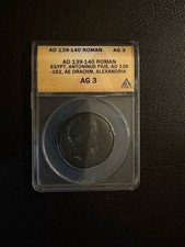 Antoninus Pius 139-140 AD Roman Egypt Alexandria AE Drachm Bronze AG 3 ANACS
