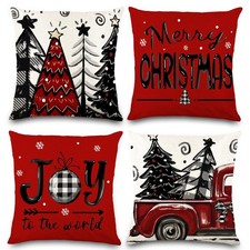 4pcs Christmas Pillow Covers 18x18 Inch Red Pillow Covers Xmas Decorations New