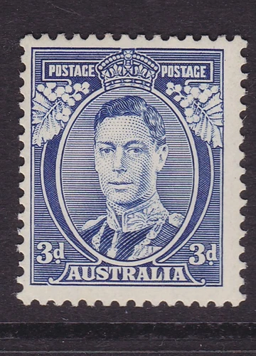 AUSTRALIA PRE DECIMAL SCARCE KGVI 3d Blue  *MINT/MLH* (SC37)