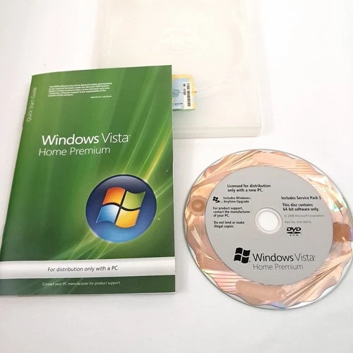 Windows Vista Home Premium DVD-ROM 64-bit With Product Key & Quick Start Guide