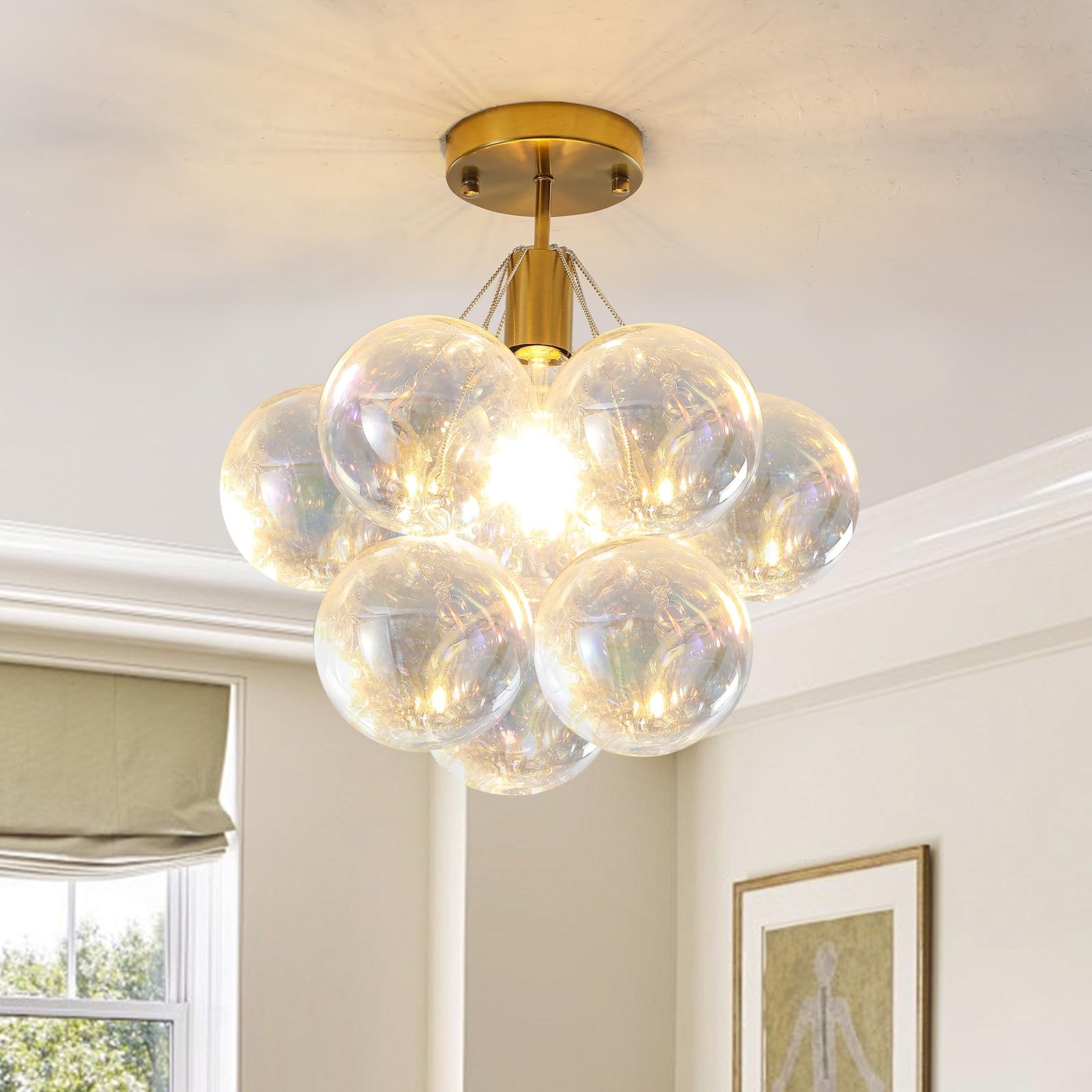 Bubble Chandelier,1-Light Glass Balls Ceiling Light for Bedroom,Living Room,D...