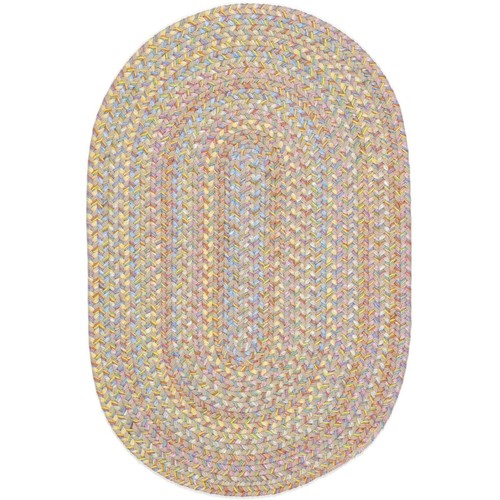 Rhody Rug Playful Indoor/Outdoor Braided Area Rug Sand Beige 2' x 3' Oval