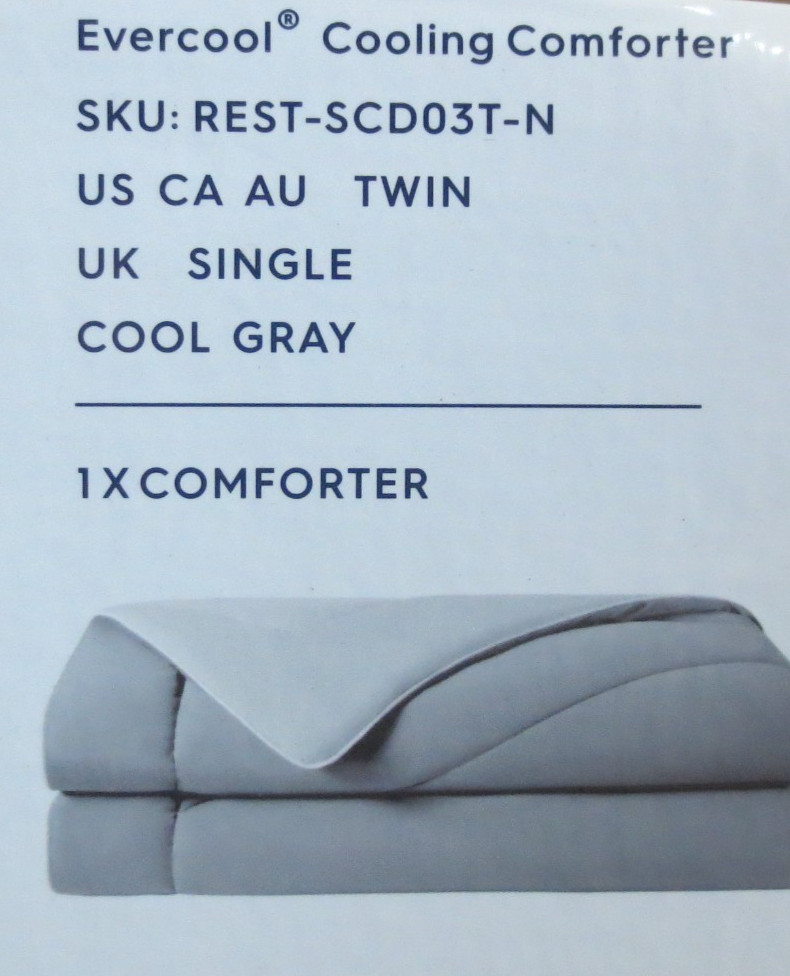 REST Evercool Cooling Comforter, Twin/Twin XL, Blanket - COOL GRAY