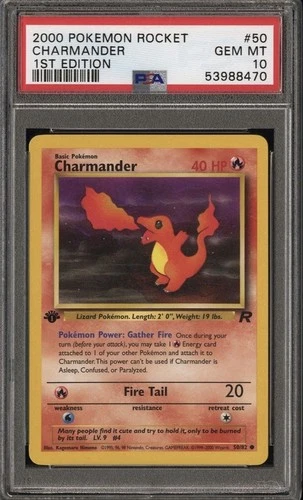 Pokémon Charmander Team Rocket 1st Edition 50/82 PSA 10 English