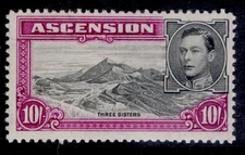 ASCENSION GVI SG47b, 10s black & bright purple, LH MINT. Cat £55. PERF 13