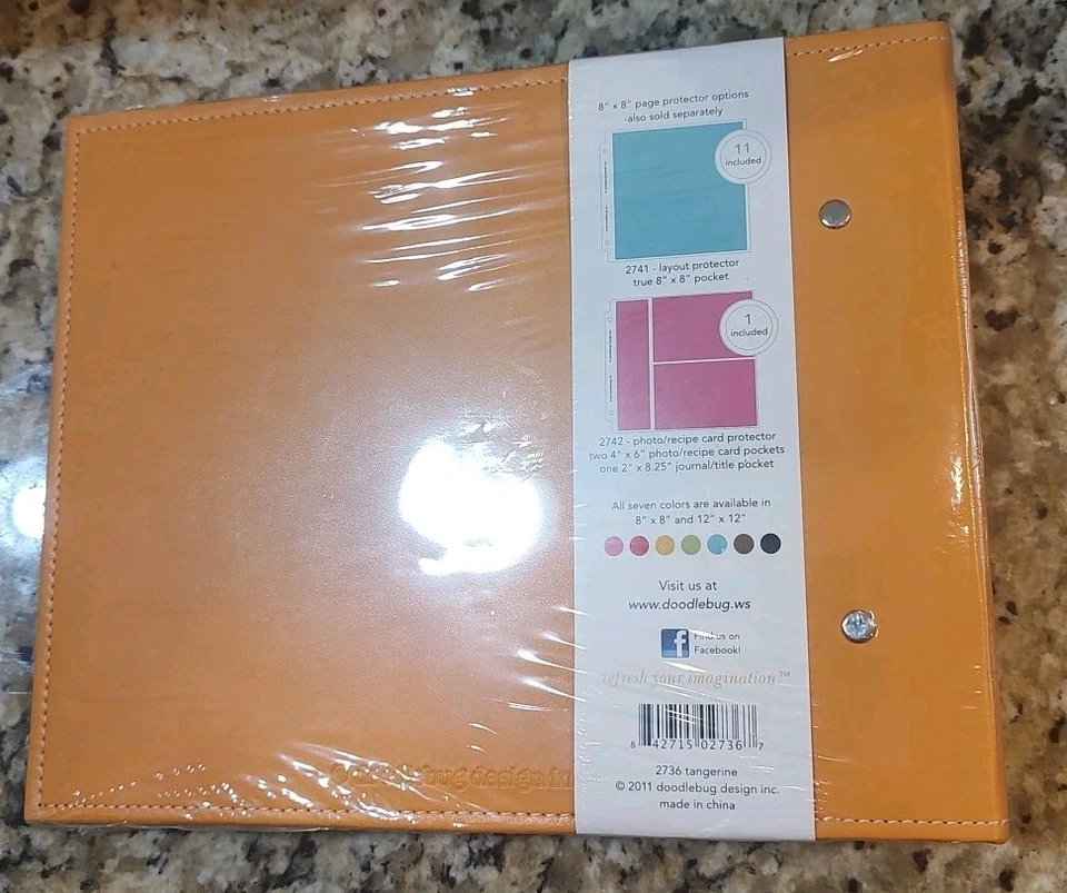 Álbum de recortes Doodlebug Storybook 3 anillos 8"X8" 12 páginas naranja mandarina NUEVO Foto 3 de 4