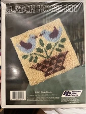Blue Birds Latch Hook Kit National Yarn Crafts # P441 12”x12” VTG New Sealed