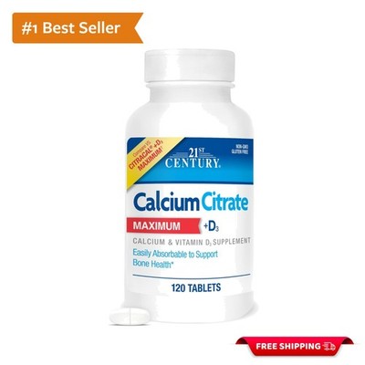 Bone Health Supplement: Calcium Citrate Plus D3 - 120 Caplet Formula