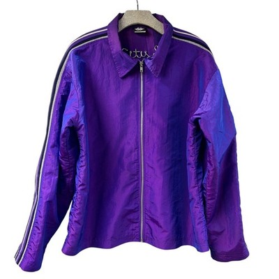 Big Flirt Iridescent Purple Windbreaker Track Jacket Purple Medium Full Zip USA