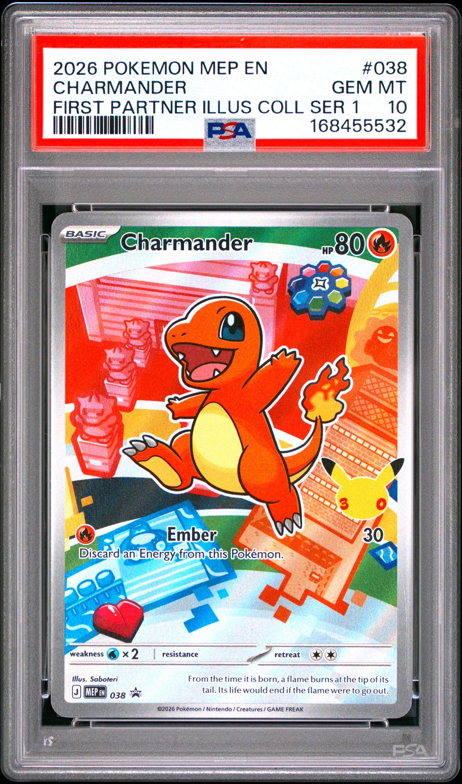 2026 POKEMON MEP FIRST PARTNER ILLUSTRATION COLLECTION #038 CHARMANDER PSA 10