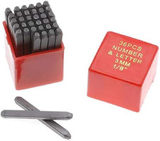 36Pc 1/8" 3MM Letter Number Stamp Punch Set Hardened Steel, Metal Wood Leather