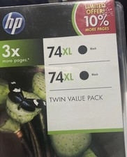 HP 74XL Black Ink Cartridge Twin Pack CB335WN Genuine OEM New Sealed High Yield