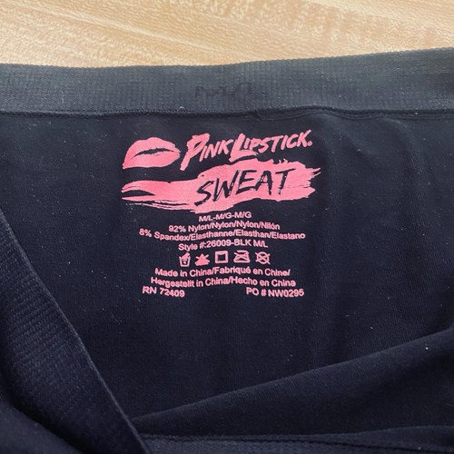 NWT Women's Diamond Mesh crop capri Leggings Pink Lipstick Sweat Size M/L black - Bild 5 von 5