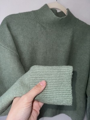 Atelier & Other Stories Wool Blend Sage Green Mock Neck Sweater Small 8/10 Boxy