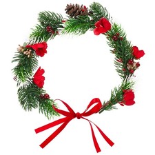 Christmas Wreath Crown Headband Artificial Floral Wreaths for Indoor
