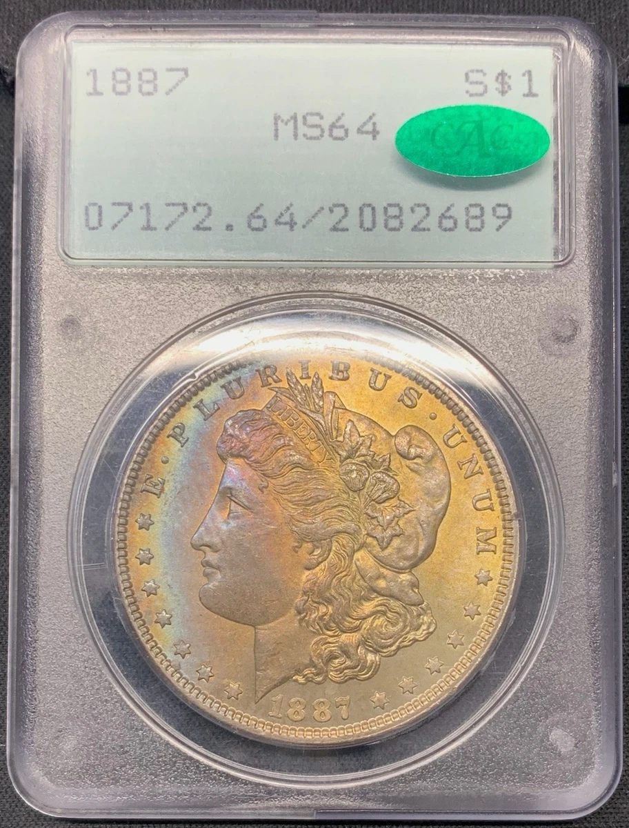 PCGS & CAC Certified MS 64 Graded Morgan US Dollars (1878-1921
