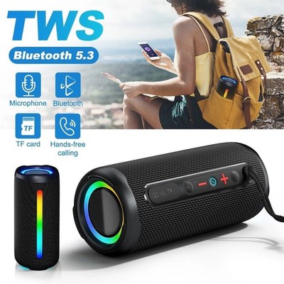 Tragbare Bluetooth Lautsprecher 3D High Definition Stereoklang mit RGB Licht DE