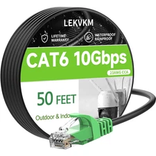 Cat 6 Ethernet Cable 50 Ft High Speed 23AWG RJ45 Internet Cable for Outdoor and 