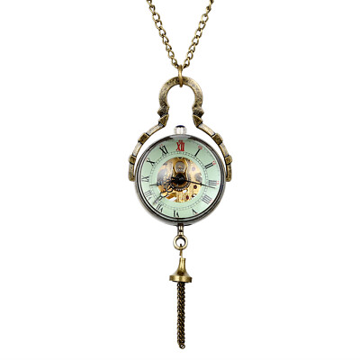 Men Women Windup Mechanical Pocket Watch Hand Winding Open Face Fob Watches