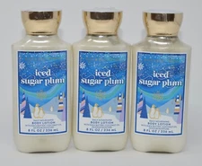 3 NEW BATH & BODY WORKS ICED SUGAR PLUM BODY LOTION CREAM HAND 8OZ SHEA BUTTER