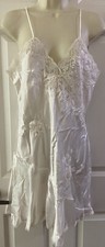 New VTG White Sara Beth Bridal Satin Lace Floral Slip Nightgown L