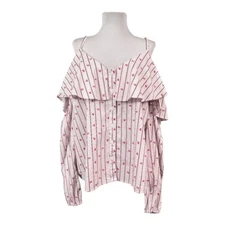 Belle & Sky NWT Women's XL Button Down Cold Shoulder Blouse Striped Floral L/S