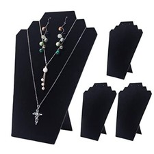 4Pcs/Set Necklace Earring Jewelry Set Display Stand, Foldable Velvet Black