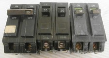 Mixed lot of 3 GE Circuit Breakers 1 2P 15A 1 2P 20A 1 2P 50A