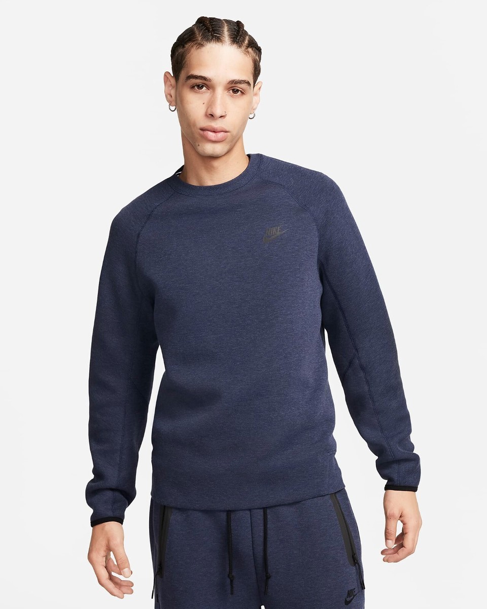 Nike Sportswear Tech Fleece Men's Crew Obsidian Heather Size Nike Sportswear Tech Fleece Men's Crew Obsidian Heather Size
