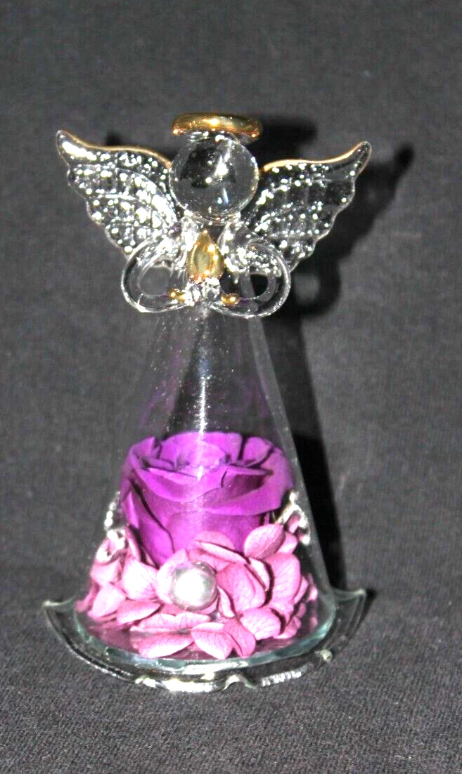 Sacredyna Angel Figurine with Purple Forever Flowers from My Heart to Yours