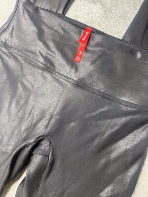 SPANX Black Faux Leather Leggings Size Small