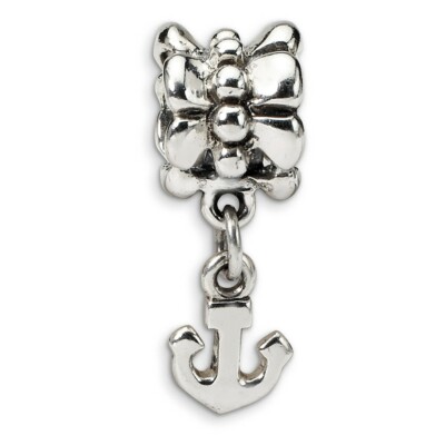 Anchor Dangle Bead .925 Sterling Silver Antique Finish Reflection Beads