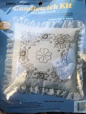 Floral Border Candlewick Lace Edged Pillow Kit by Creative Moments 13" Flowers