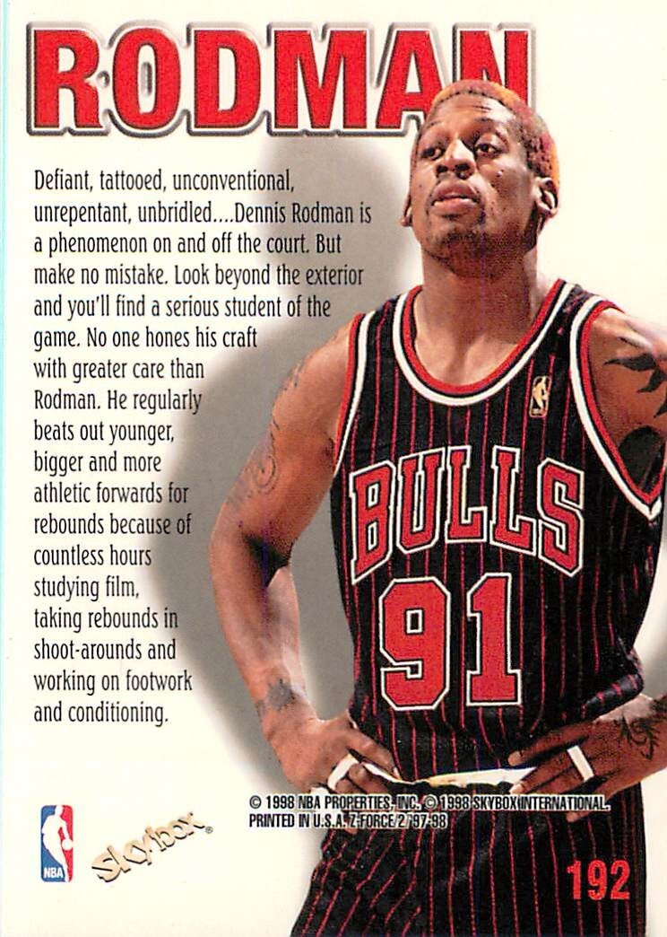 DENNIS RODMAN 1997-98 Skybox Z-Force ZUPERMEN #192 Bulls | eBay