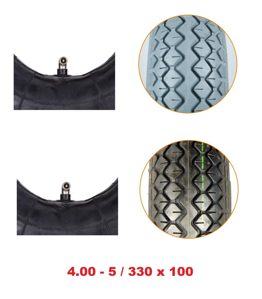 CHENG SHIN Reifen mit Schlauch 4.00-5 / 330 x 100 für Elektromobil E-Rollstuhl Scooter MPB