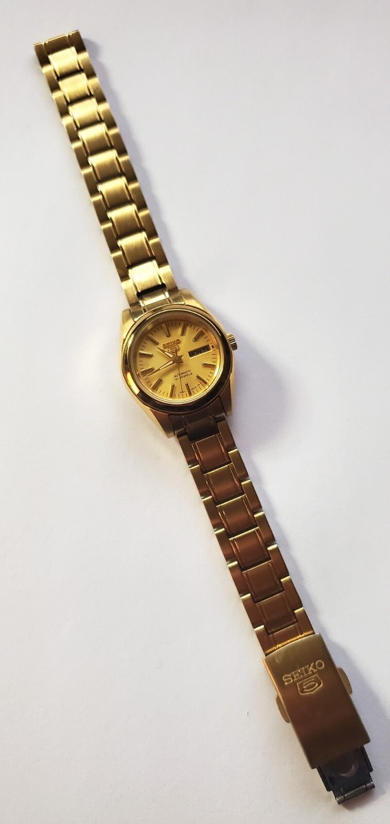 Seiko Women 4207-00X0 Automatic Watch Gold Bracelet Band Dial Day