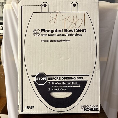 New KOHLER White Stonewood Quiet Close EB Elongated Toilet Bowl Seat - 20466-0 