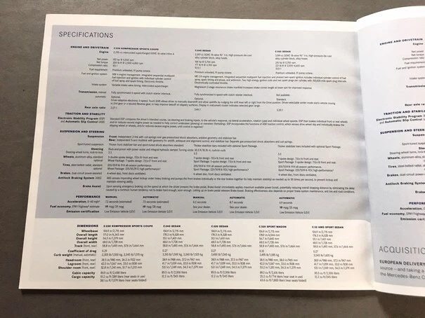 2002 Mercedes Benz C-Class C230 C320 C280 C32 AMG Car Sales Brochure Catalog Foto 4 de 4