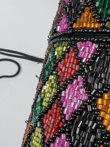 Bob Mackie Harlequin Glass Beaded Cylindrical Box Purse Evening Bag Vintage - Picture 12 of 13
