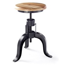 Elm Home And Garden Wooden Light Oak Finish Stool H 46-64 x W 33 x D 33cm