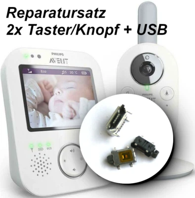 MARKENLOS Philips Avent Babyphone SCD 630 625 620 Reparatur Set Knopf Taster USB Buchse
