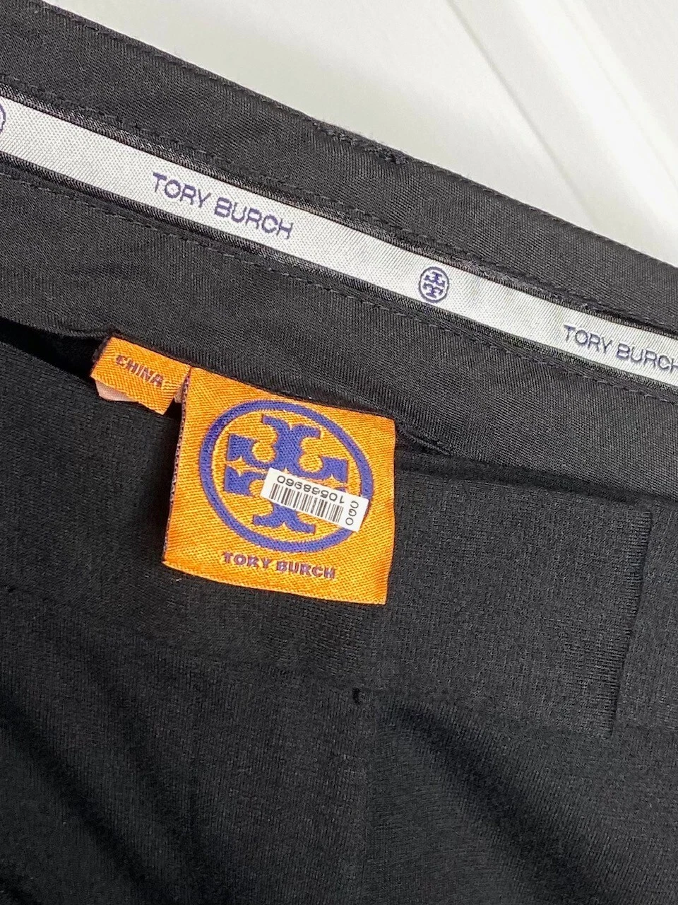 ? Pantaloni eleganti TORY BURCH neri tasche inclinate gamba larga pantaloni 12 designer USA